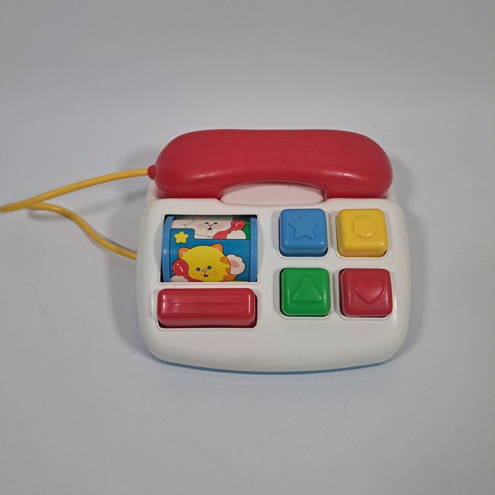 Fisher Price Buttons & Bells VTG Toddler Telephone Realistic Old School Phone